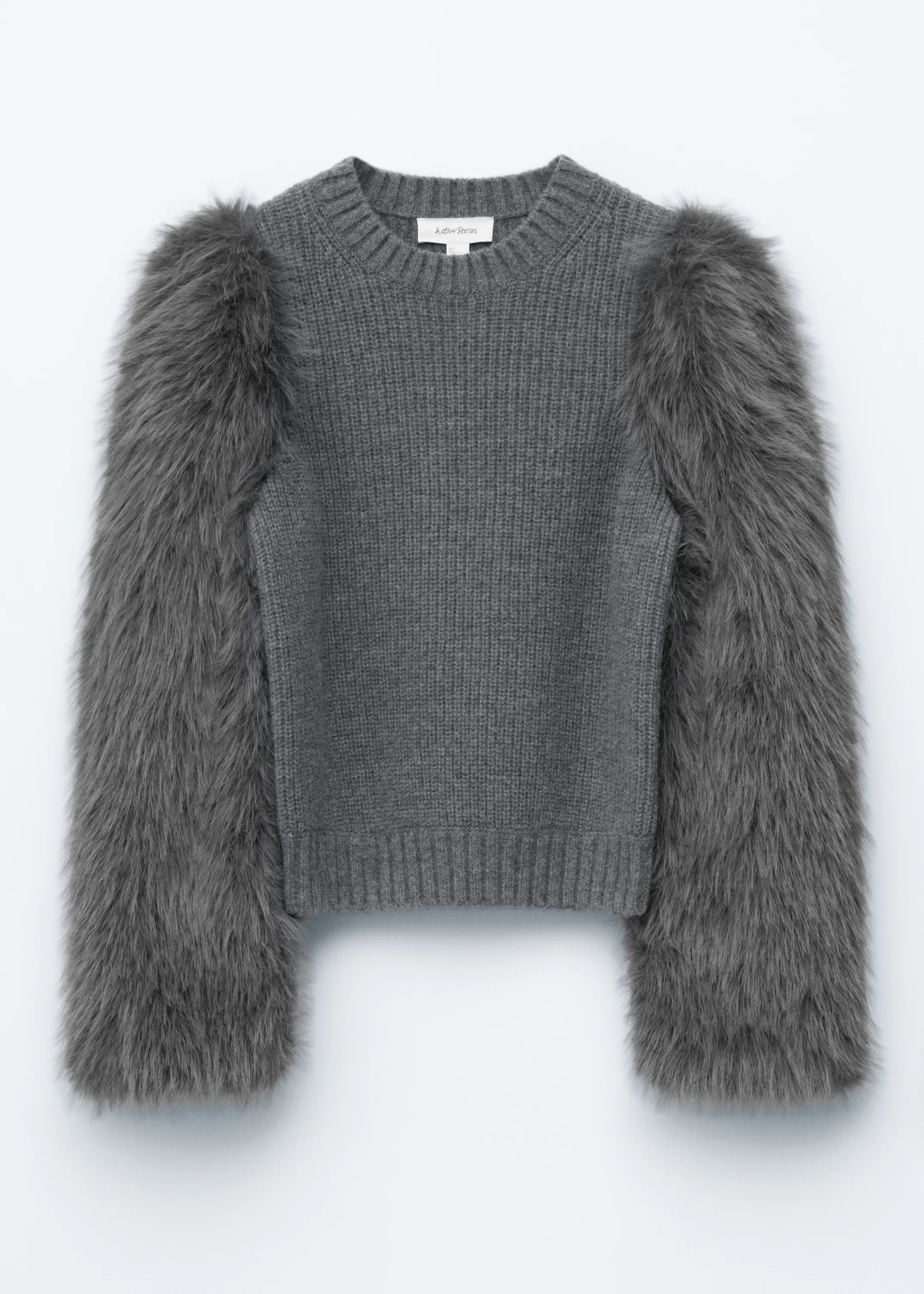 Pull à manches en fourrure synthétique - Gris foncé