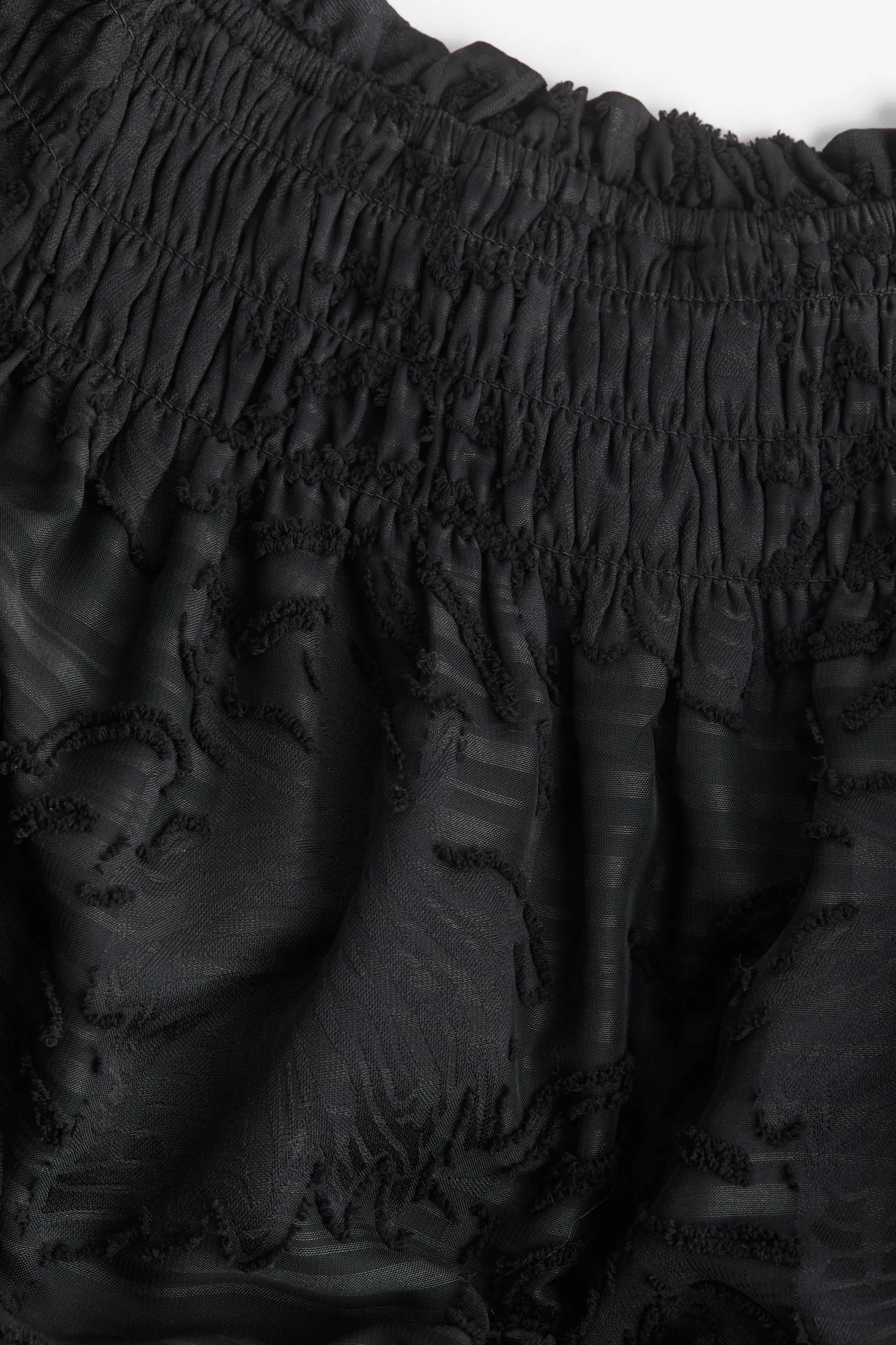 Robe épaules nues en tissu jacquard - Noir