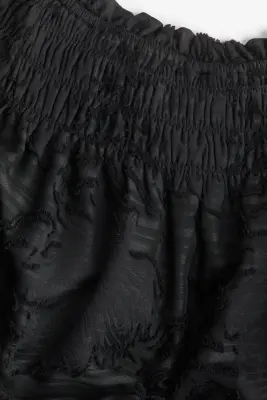 Robe épaules nues en tissu jacquard - Noir