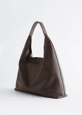 Grand sac cabas en cuir - Marron foncé — photo 2