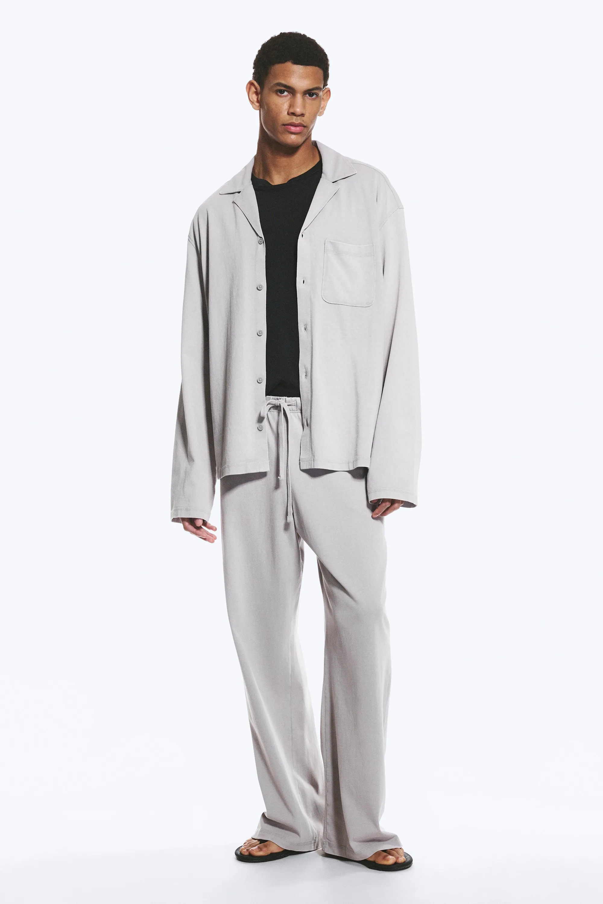 Chemise décontractée en coton - Gris poudré clair