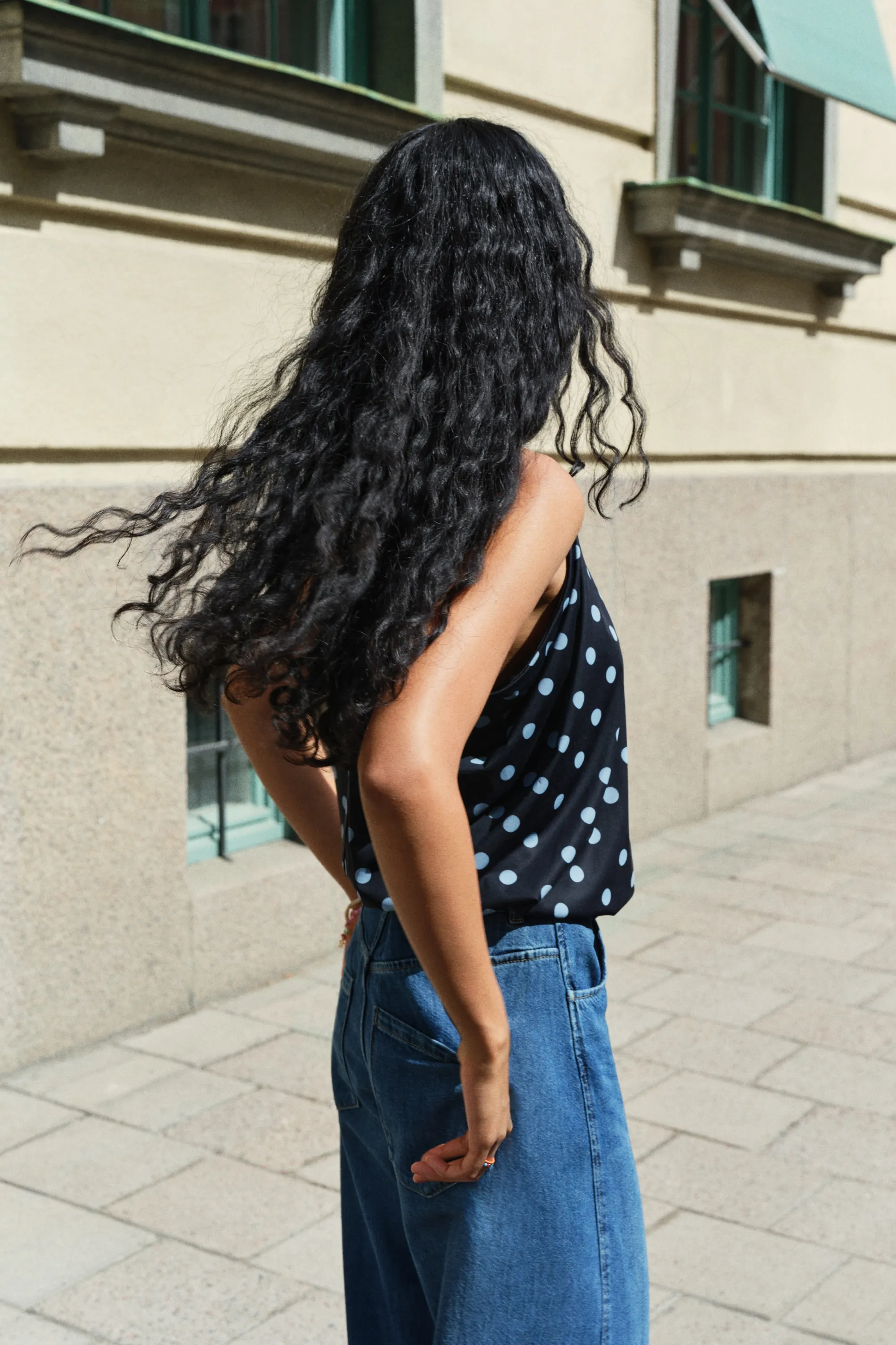 Top drapé avec base à effet boule - Noir/pois