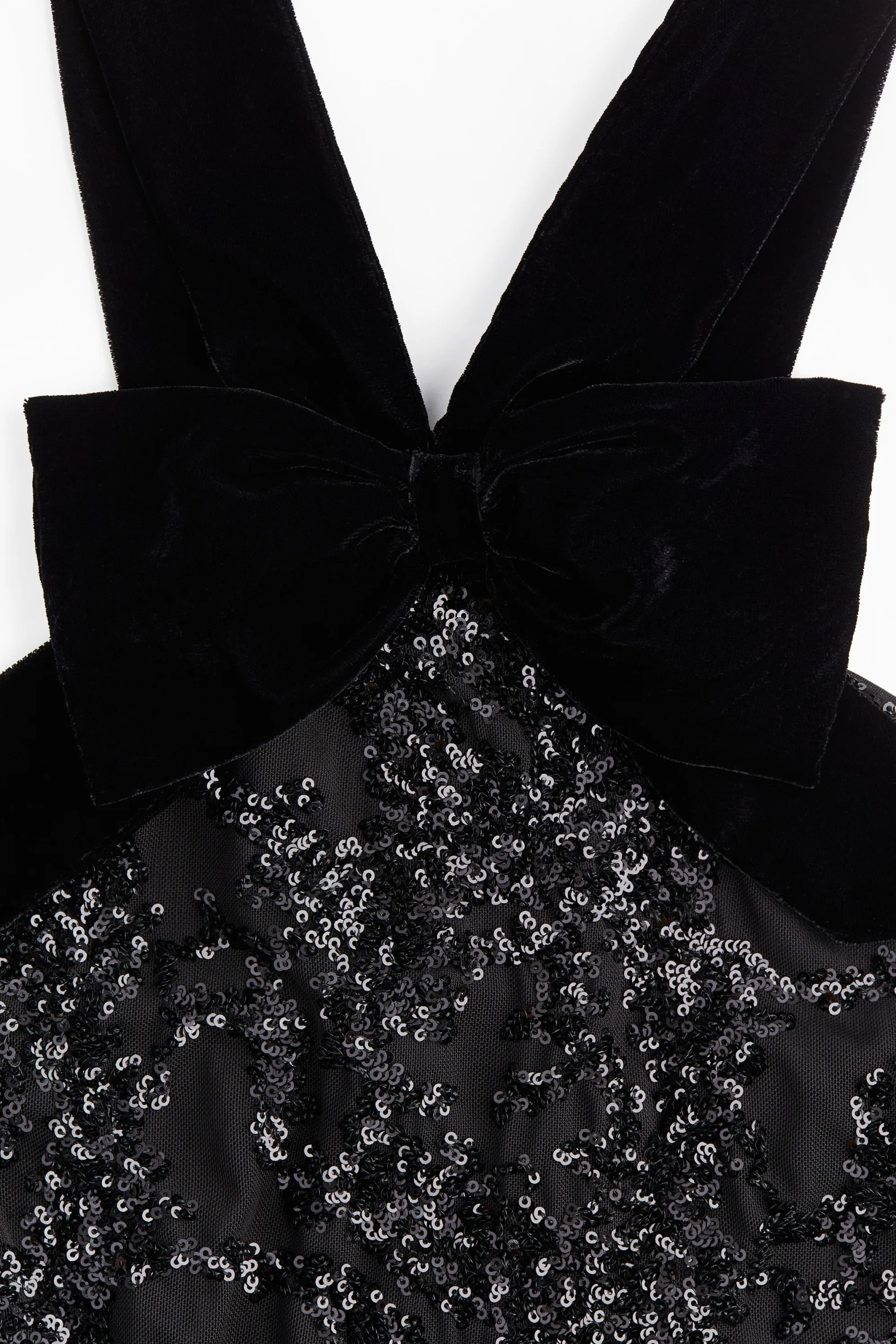 Top à sequins avec nœud devant - Noir