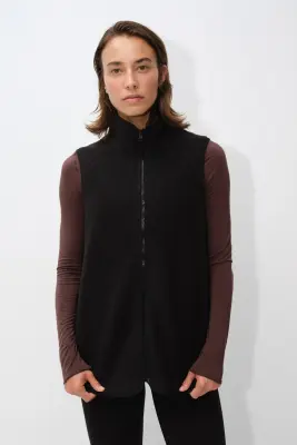 Veste sans manches Regular Fit en tissu Teddy bear - Noir — photo 2