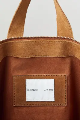 Sac en cuir velours fendu - Beige — photo 1
