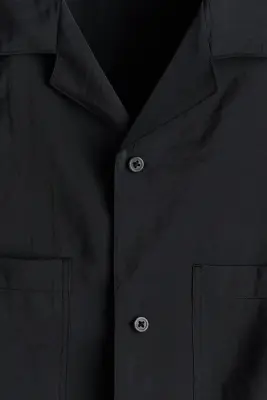 Chemise à col cubain Relaxed Fit en modal mélangé - Noir — photo 4