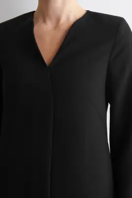 ROBE TAILLEUR COURTE EN LAINE MÉLANGÉE - NOIR — photo 5