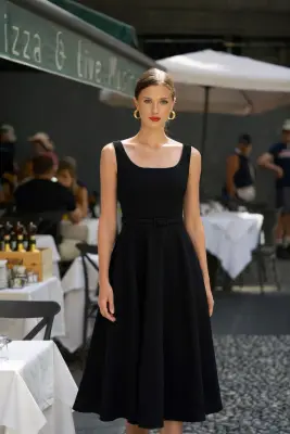 Aura Midi Dress - Black — photo 3