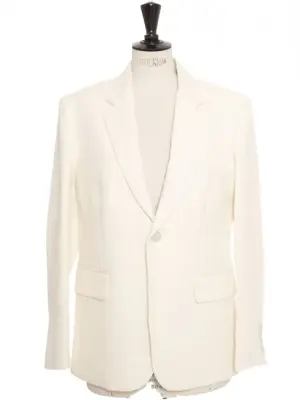 Veste blazer classique un bouton en lin et coton blanc ivoire Px boutique 1600€ Taille 34 à 38 — photo 1