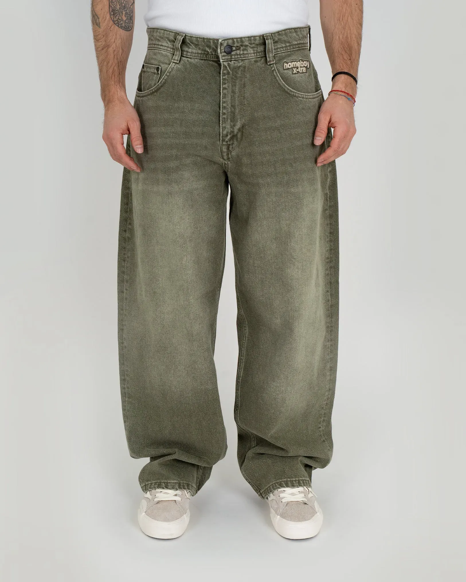 pantalon homeboy x-tra monster baggy dye denim – washed green