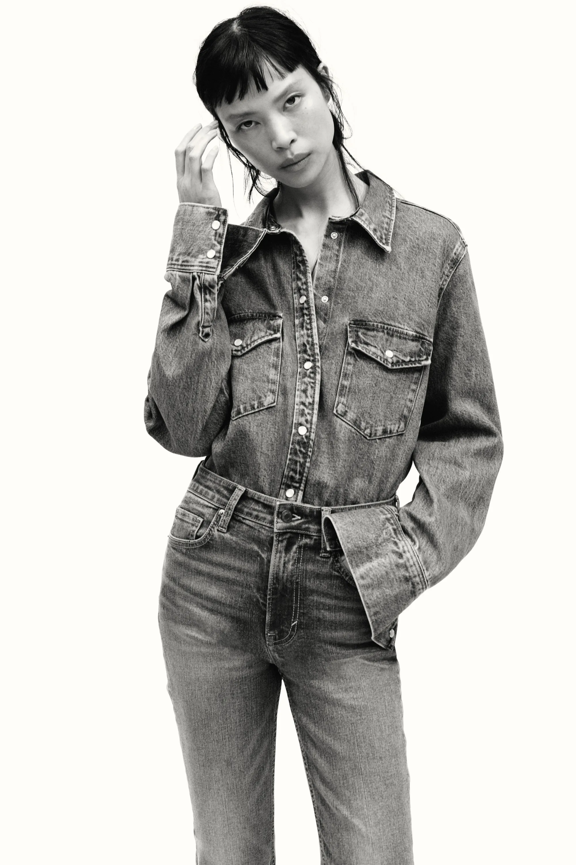 Flared High Jeans - Bleu denim
