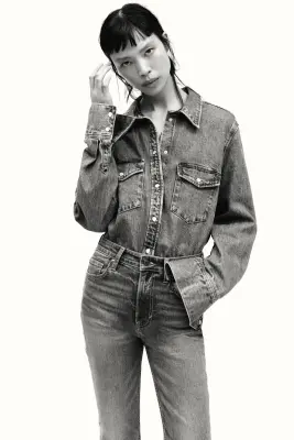 Flared High Jeans - Bleu denim — photo 1