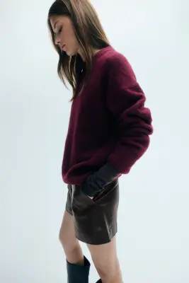 Pull loose - Rouge foncé — photo 3