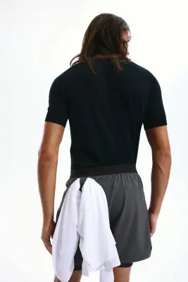 Short de sport superposé DryMove™ - Gris plomb/noir — photo 3