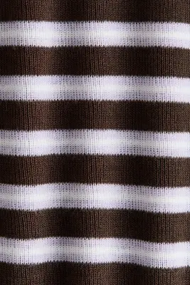 T-shirt ajusté avec biais contrastant - Marron/rayé — photo 4