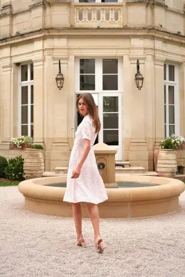 Selena Midi Dress - Cream with hearts — photo 5