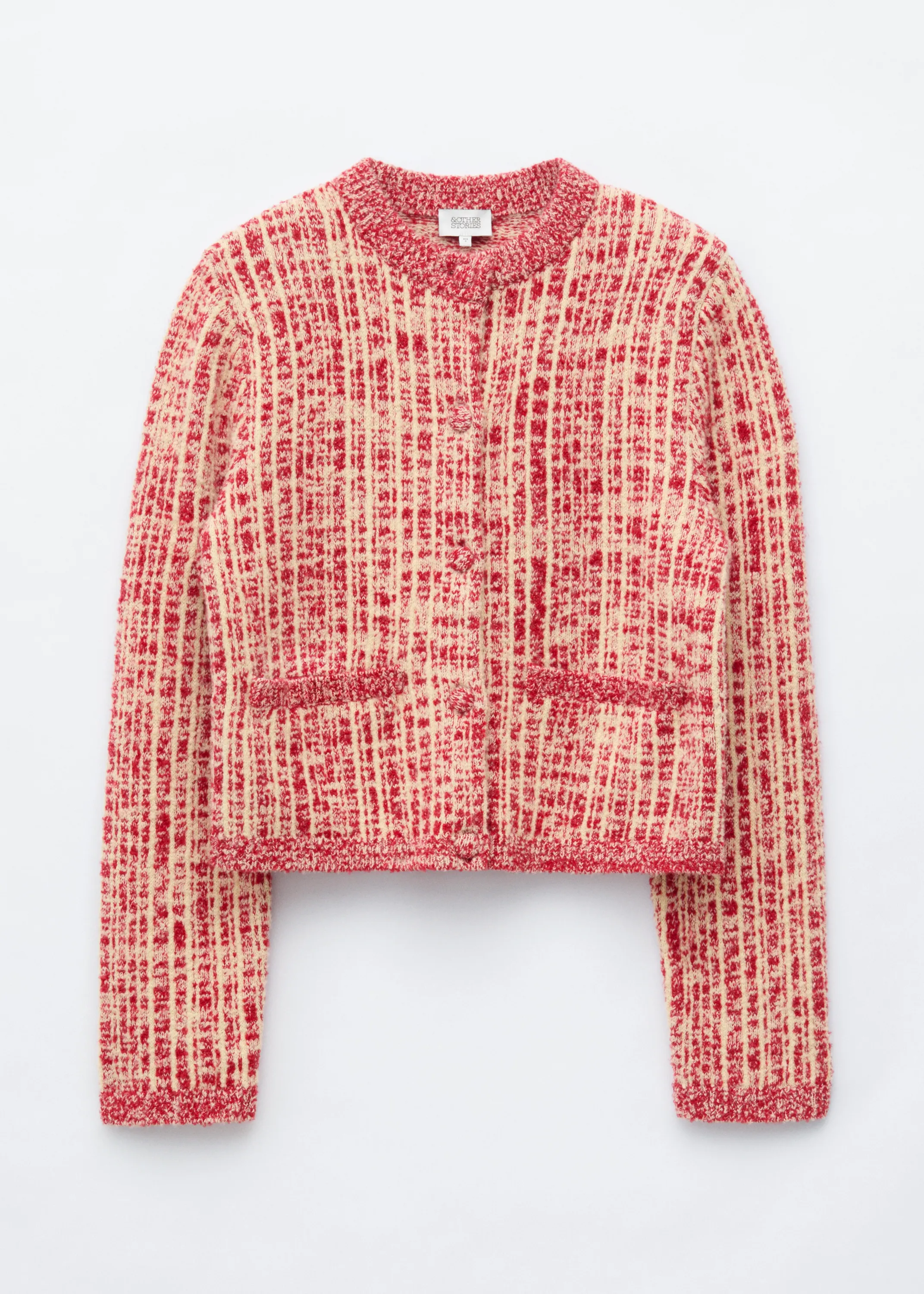 Cardigan texturé - Rouge/Blanc