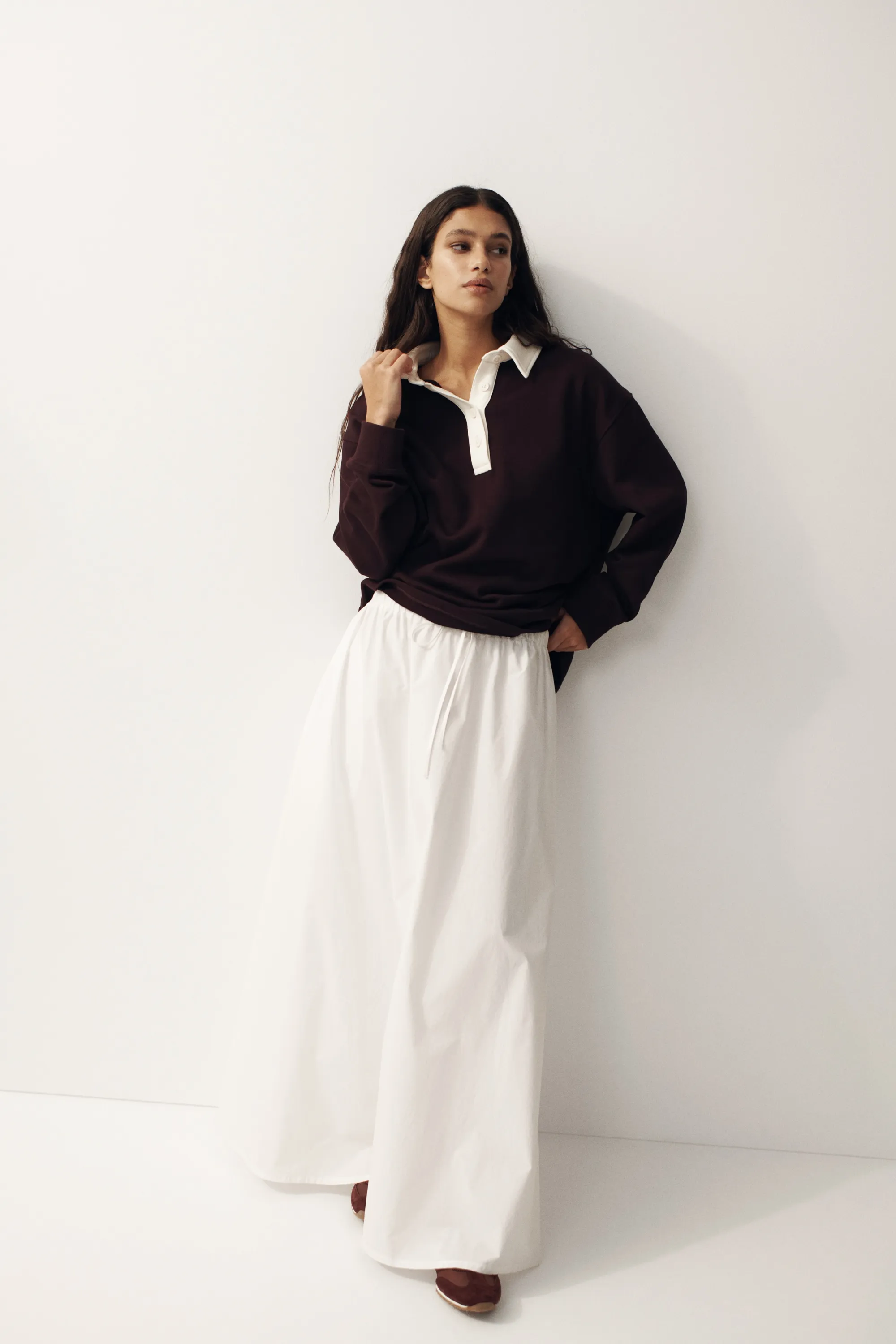Polo de rugby oversize - Violet prune