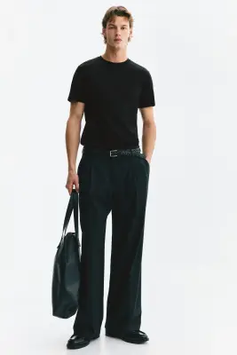T-shirt Slim Fit en coton pima - Noir — photo 1