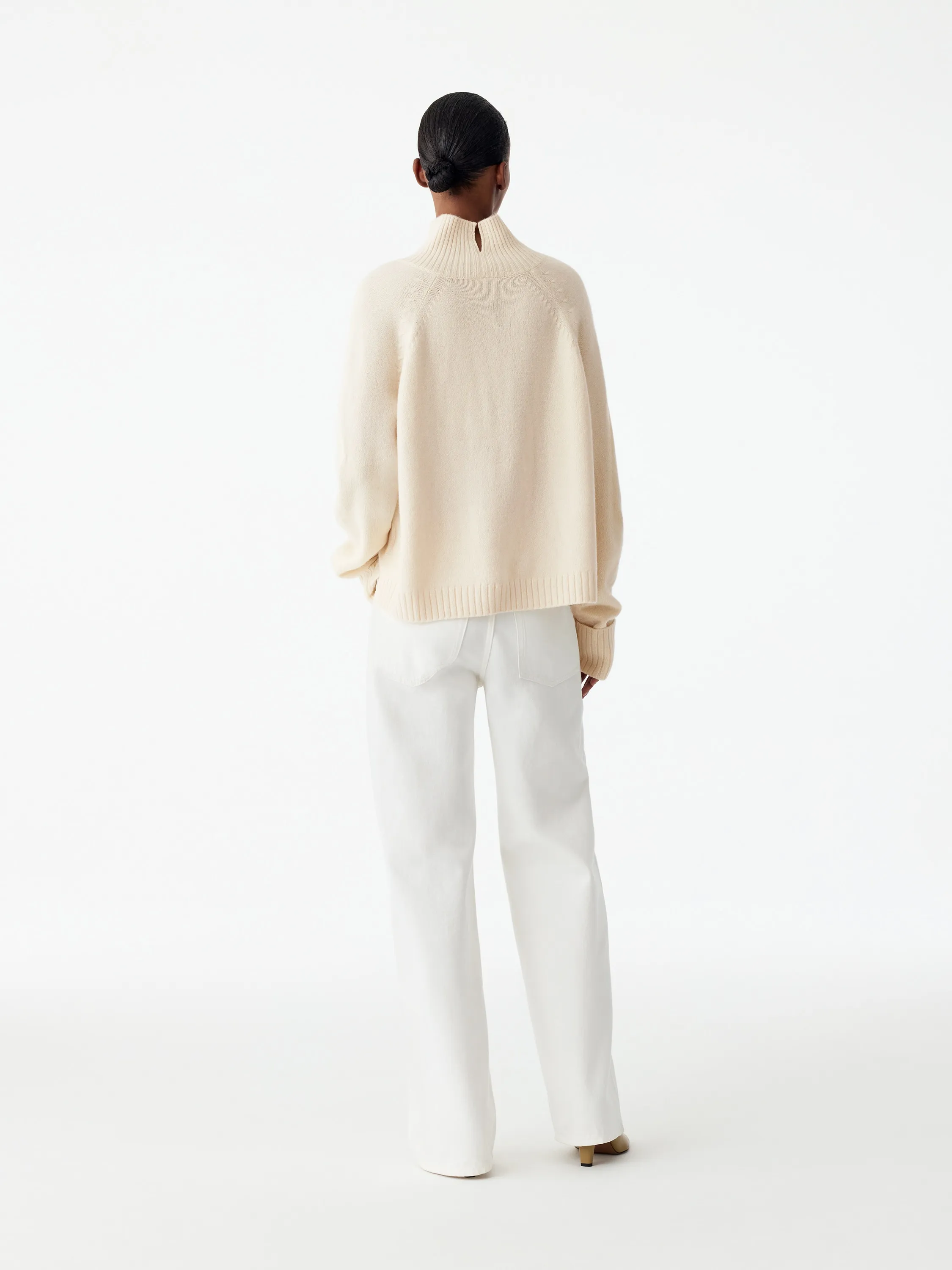 Pull en laine à col roulé - Blanc cassé