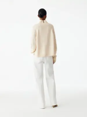 Pull en laine à col roulé - Blanc cassé — photo 1