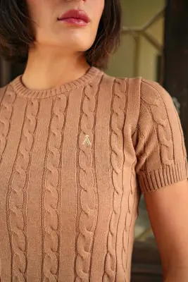 Tina Cable Knit Top - Beige — photo 3