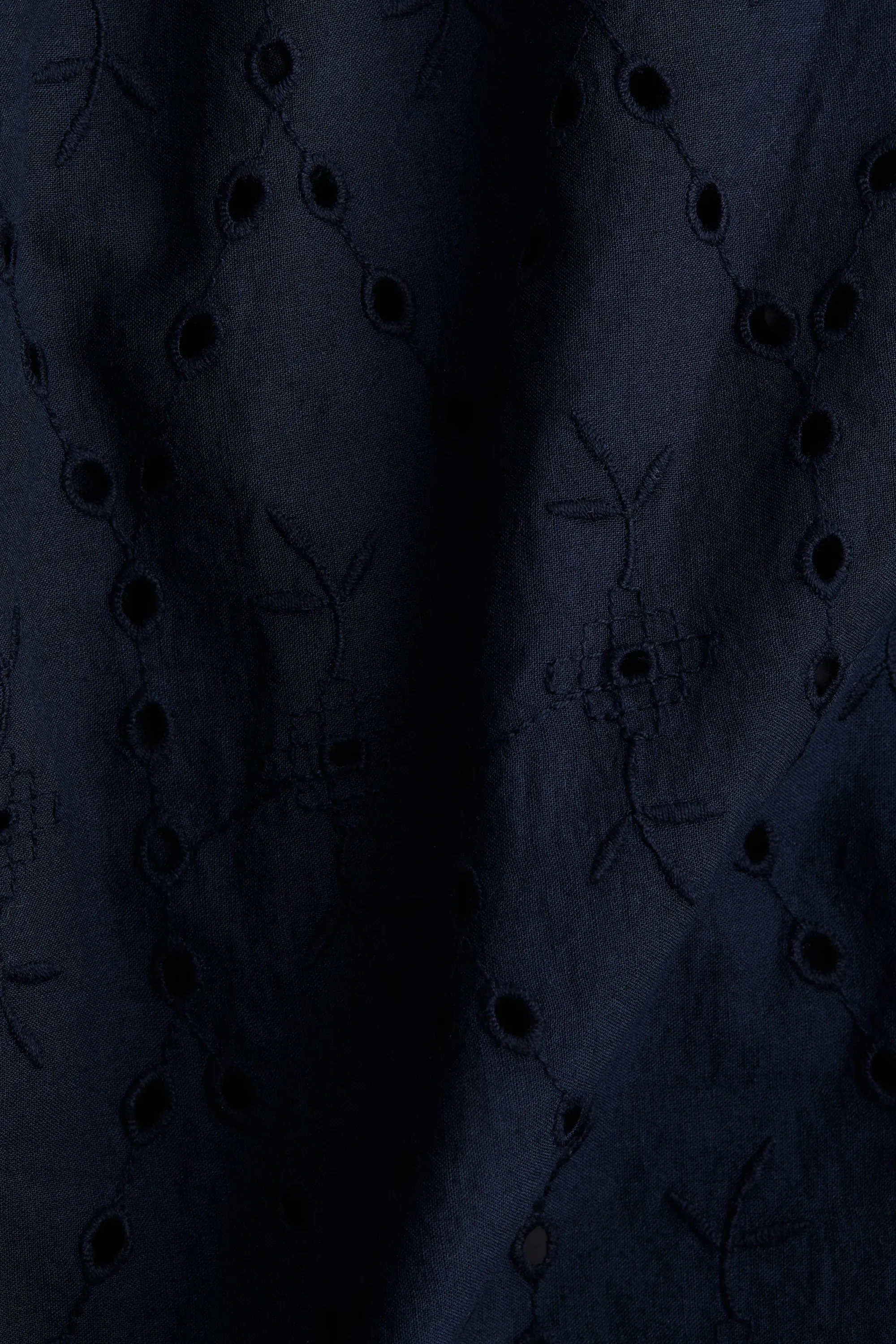 Jupe crayon avec broderie anglaise - Bleu marine