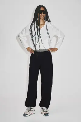 Pantalon de survêtement Relaxed Fit en nylon - Noir — photo 1