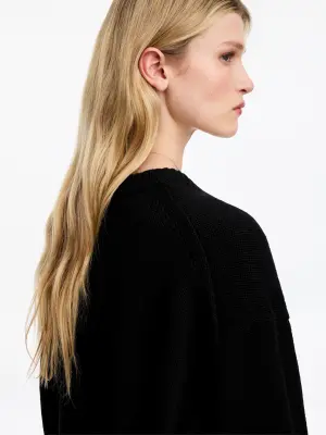 Pull décontracté en laine - Noir — photo 3