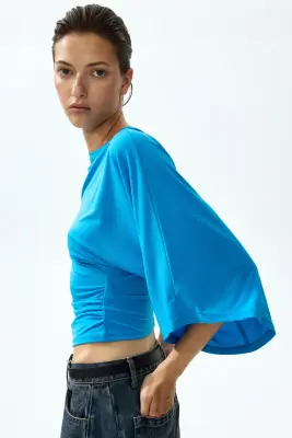 Top asymétrique en jersey - Bleu vif — photo 2