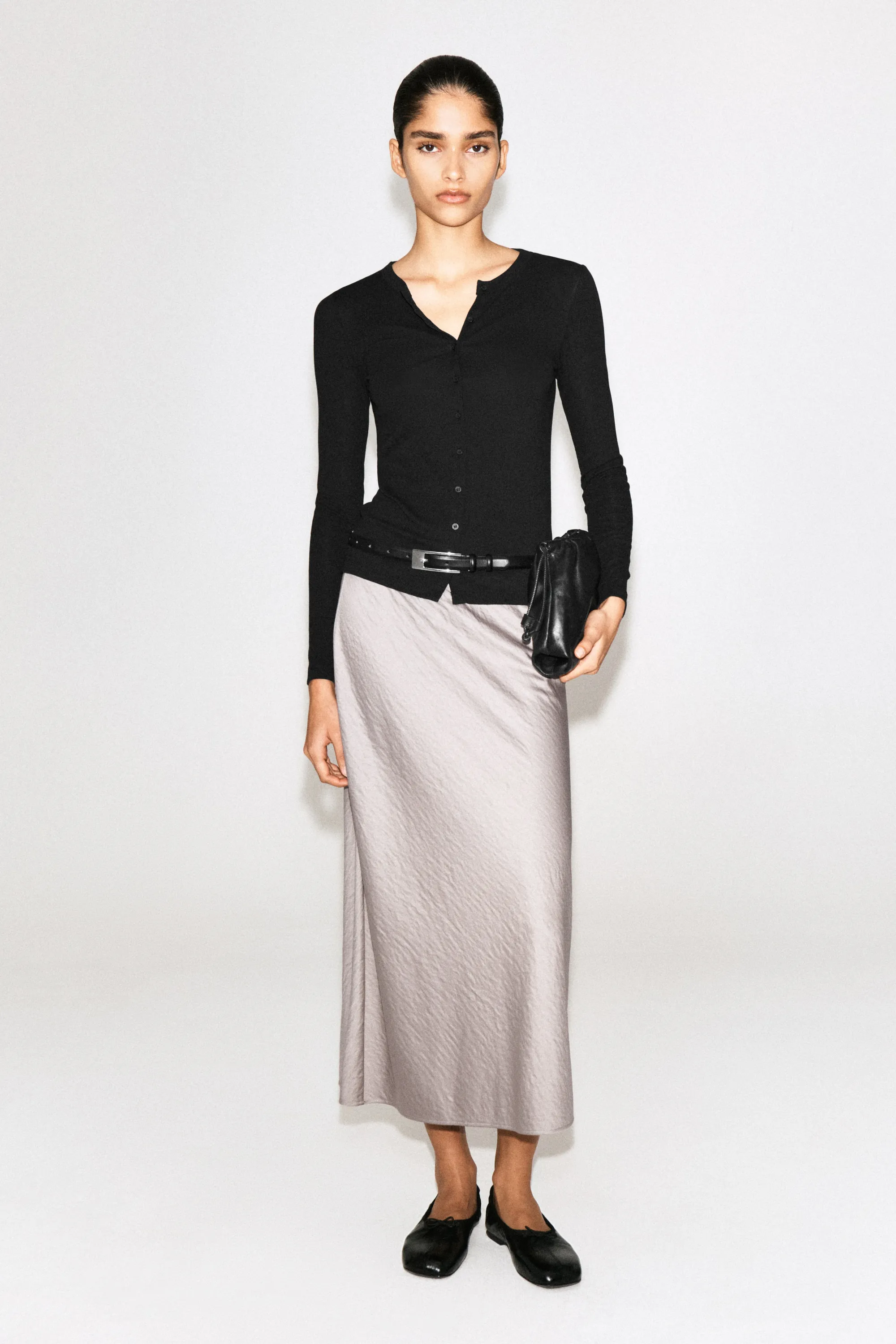 TOP CARDIGAN EN JERSEY - NOIR