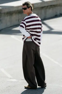 Pantalon à enfiler Barrel - Marron foncé — photo 5