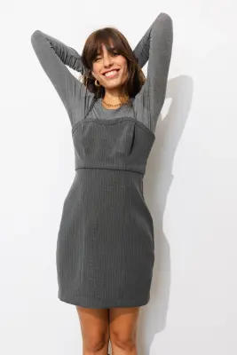 Robe courte bustier à rayures — photo 3
