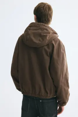 Veste workwear à capuche en coton - Marron délavé — photo 3