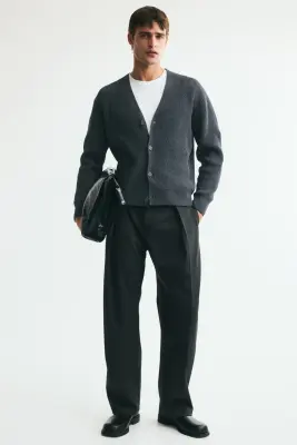 Gilet Relaxed Fit en fil chenille - Gris foncé — photo 1