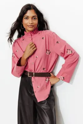 Chemise brodée col Victorien — photo 4