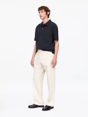 Polo en lin et coton - Bleu foncé — photo 1