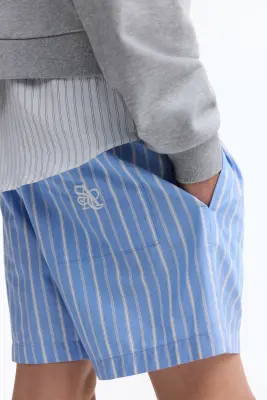 Short Regular Fit en coton - Bleu clair/rayé — photo 2