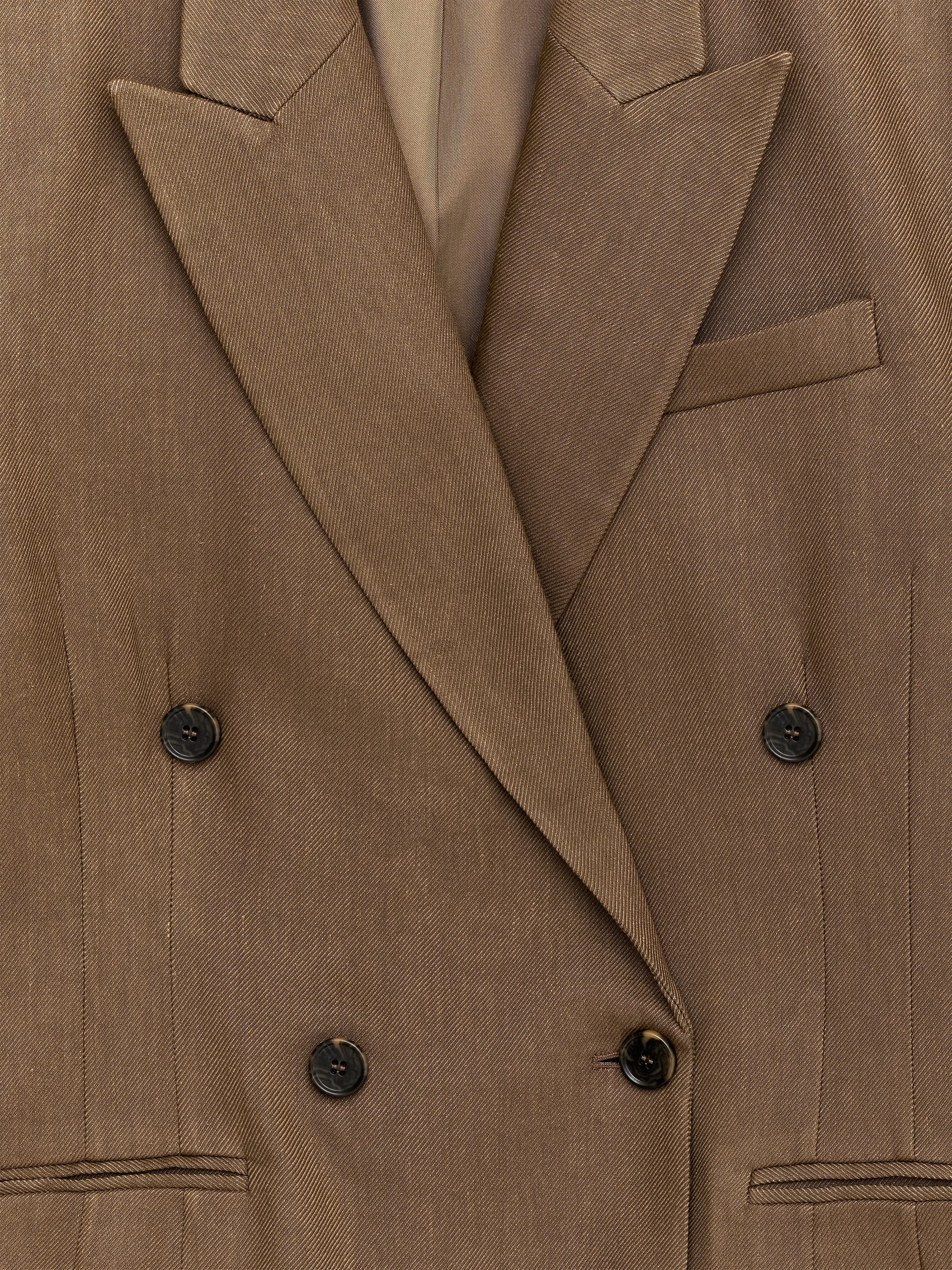 Double-Breasted Blazer - Beige foncé