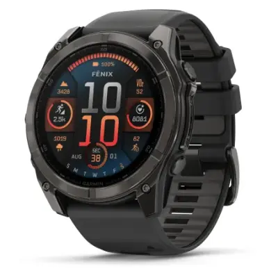 Garmin Fenix 8 Amoled 51mm Verre Sapphire lunette Carbon Gray DLC bracelet noir/gris galet 010-02905-21 — photo 1