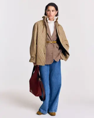 Veste Owen carreaux ocre et marine — photo 3