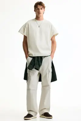 T-shirt Oversized Fit en coton - Crème — photo 2