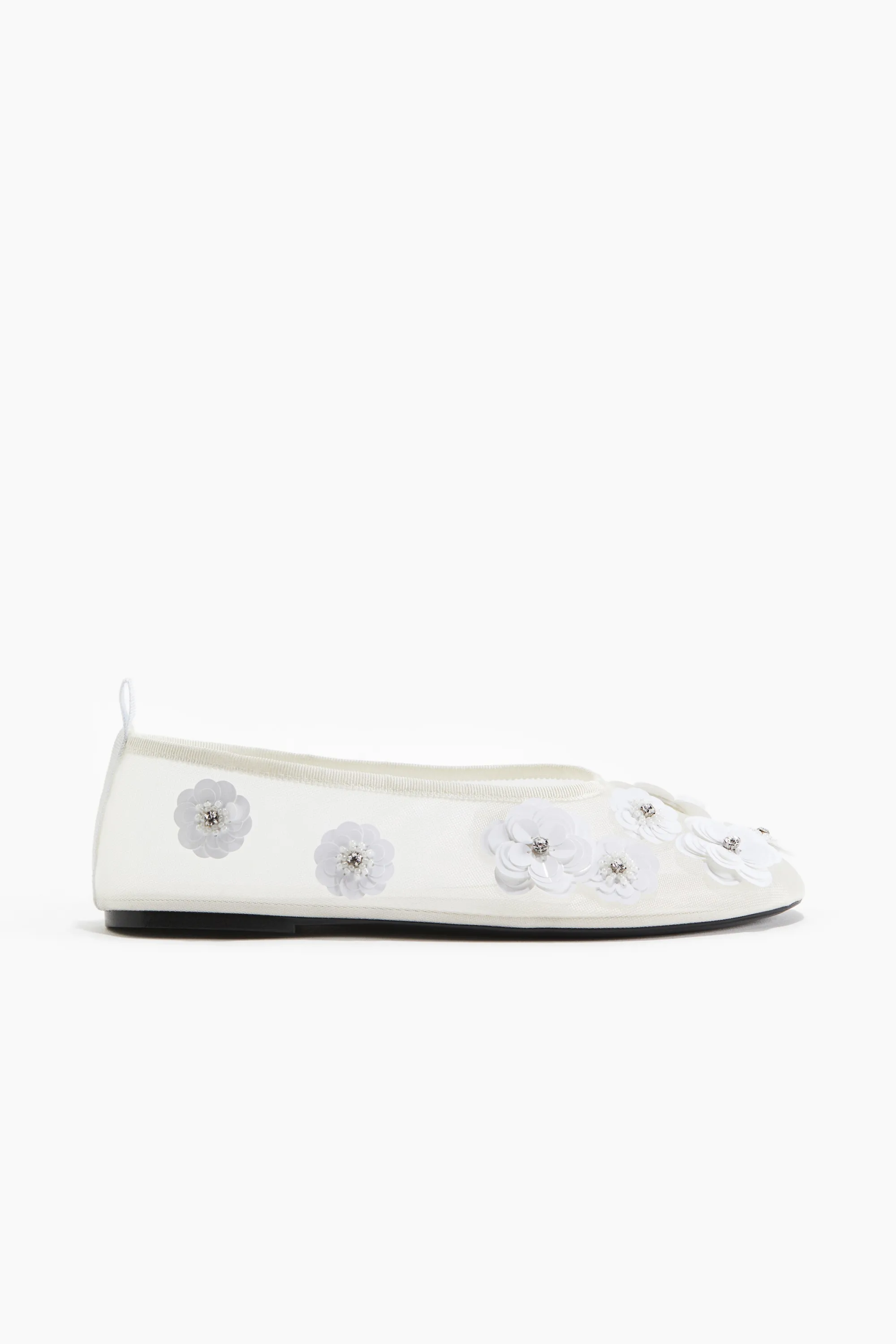 Ballerines en mesh avec applications - Blanc