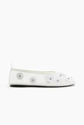 Ballerines en mesh avec applications - Blanc — photo 1
