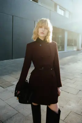 Robe blazer à fermeture croisée - Brun rouille foncé — photo 1