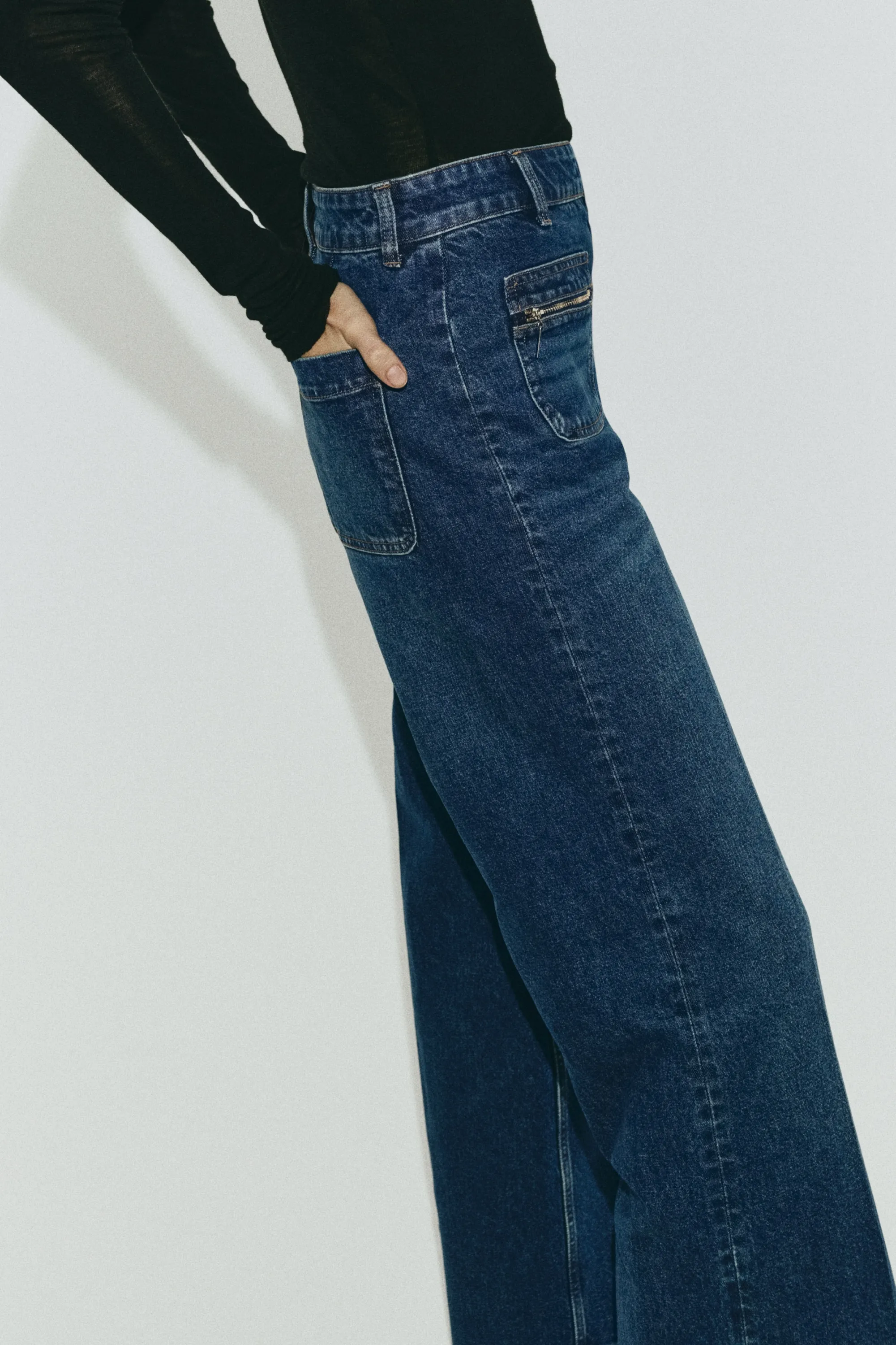 Straight High Jeans - Bleu denim