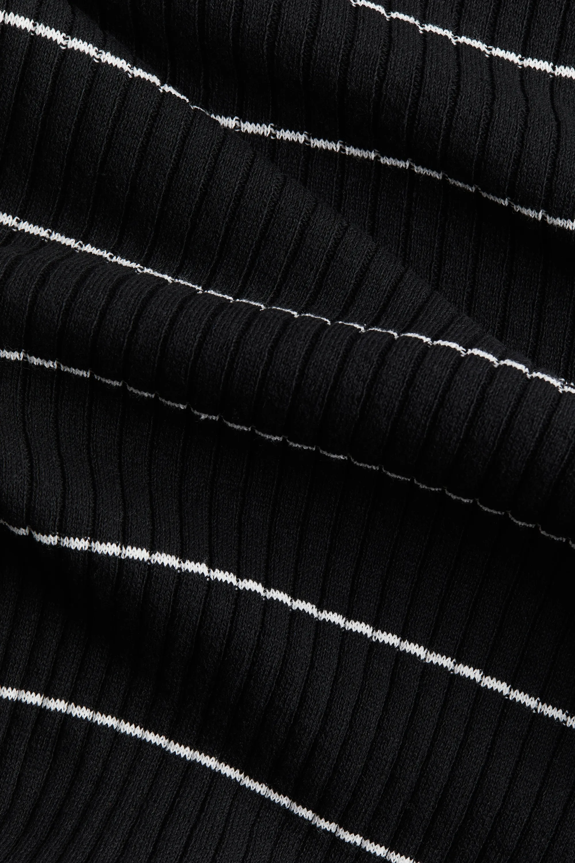 Robe moulante en maille côtelée - Noir/rayé