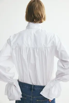 Chemise en coton avec nœud - Blanc — photo 2