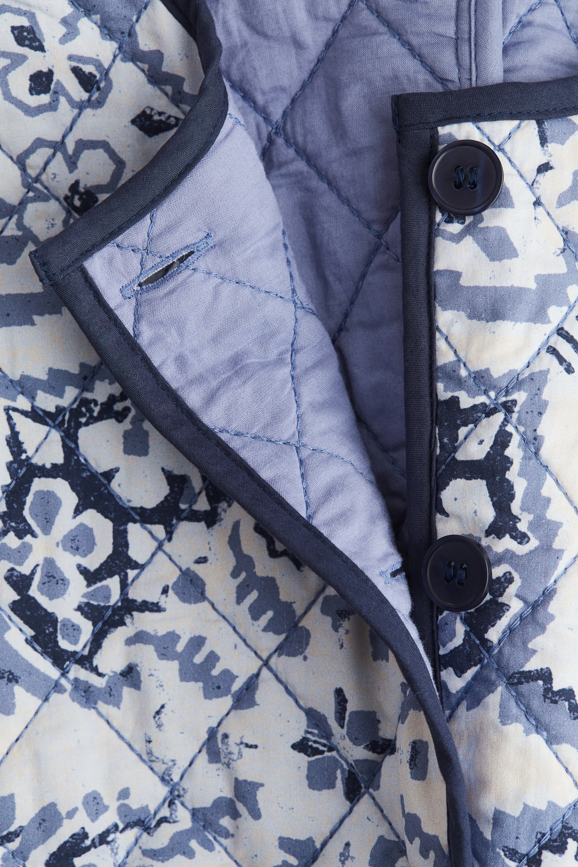 Veste matelassée en popeline - Bleu ancien/motif