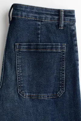 Wide High Waist Jeans - Bleu denim marine — photo 5
